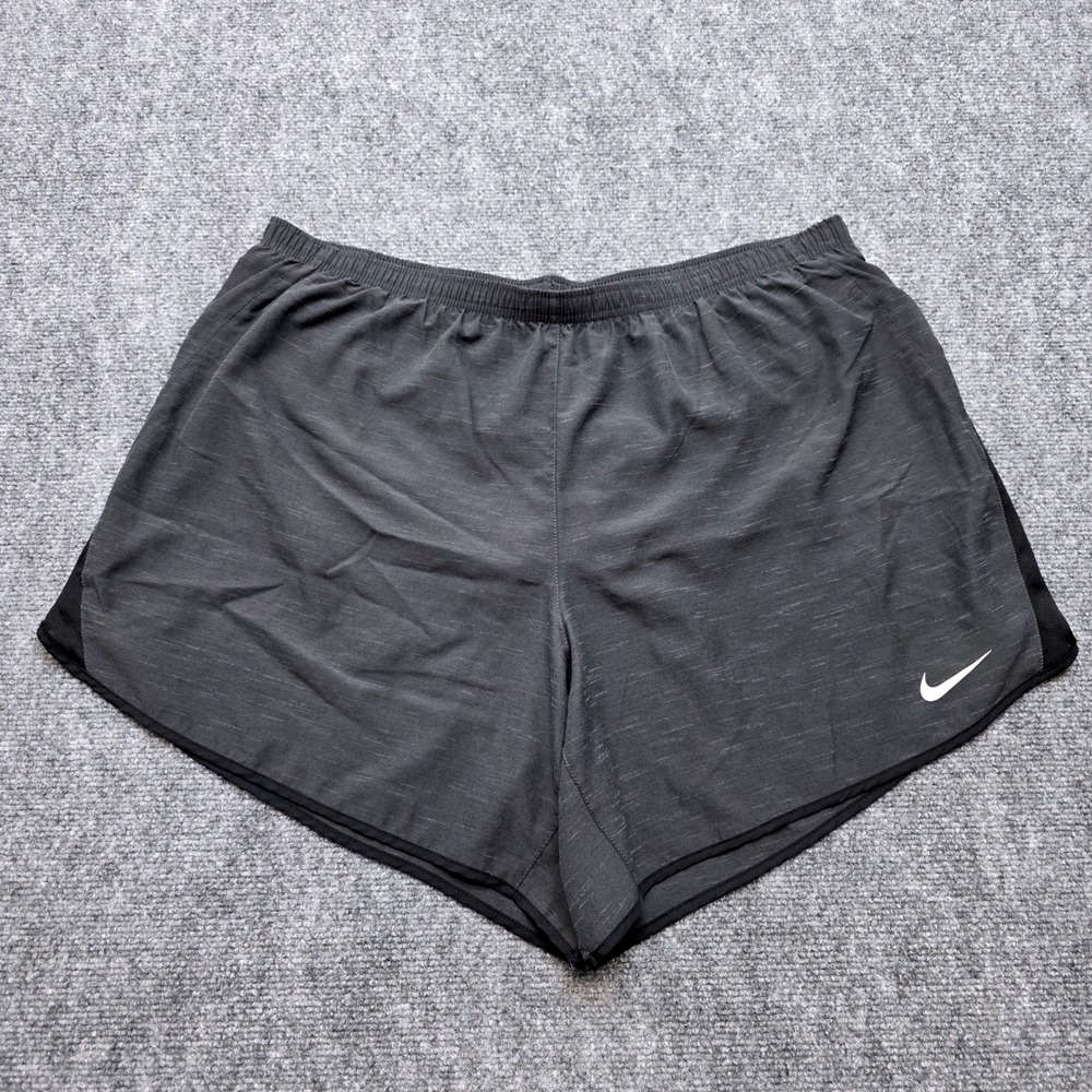 Nike Dri-FIT Running Shorts Mens 1X Gray Space Dye Heather Mesh Lined Athletic